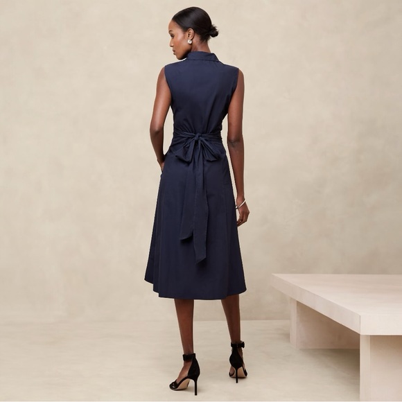 NWT Banana Republic POPLIN CROSS-WAIST MIDI DRESS - Picture 2 of 3